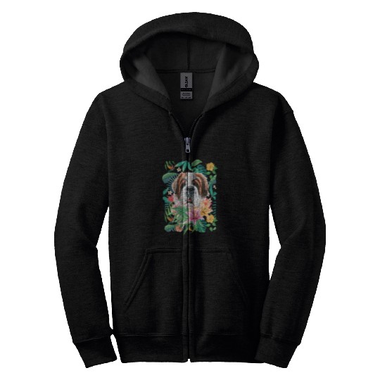 Tropical Saint Bernard Zip Hoodies