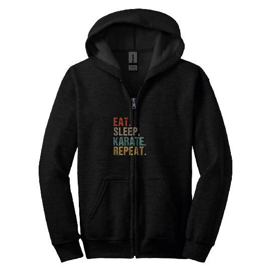 Funny Eat Sleep Karate Repeat Zip Hoodies
