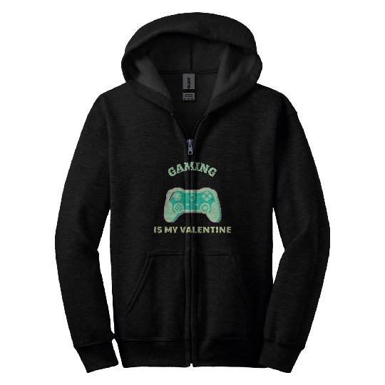 Gaming Is My Valentine Light Green Zip Hoodies