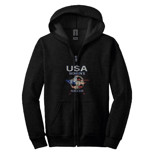 Soccer Usa Flag Zip Hoodies