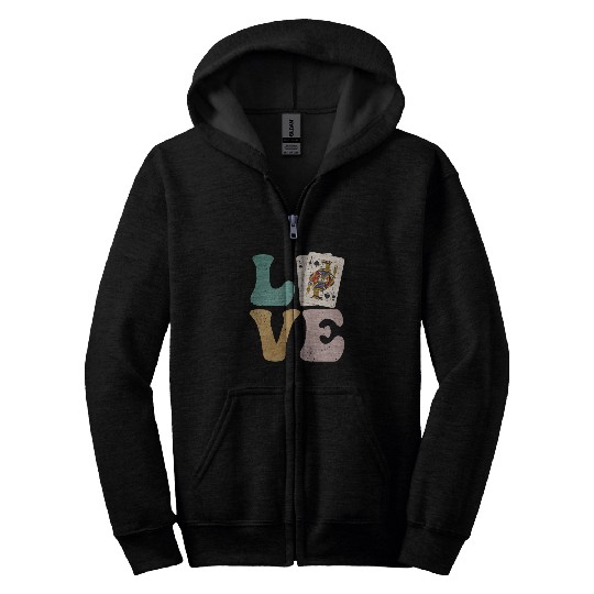 Blackjack Gambling Cards Zip Hoodies