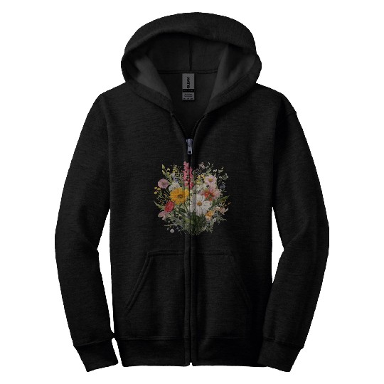 Wild Flowers Botanical Flower Nature Colorfull Zip Hoodies