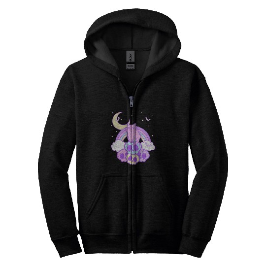 Pastel Goth Cat Skull Lover Cute Gothic Yami Zip Hoodies