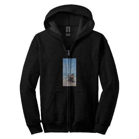 Piano and beach Zip Hoodies