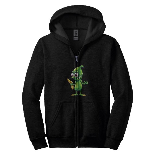 Green Alien meets Funny Banana Zip Hoodies