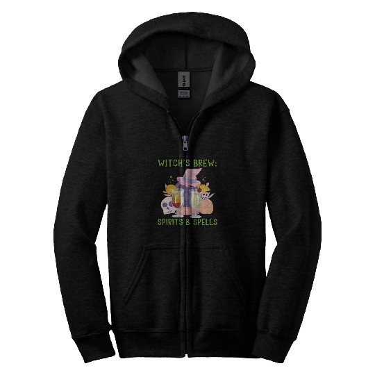Witch's Brew: Spirits & Spells Bartender Halloween Zip Hoodies
