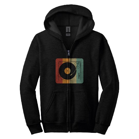 Vinyl Record Player Zip Hoodies