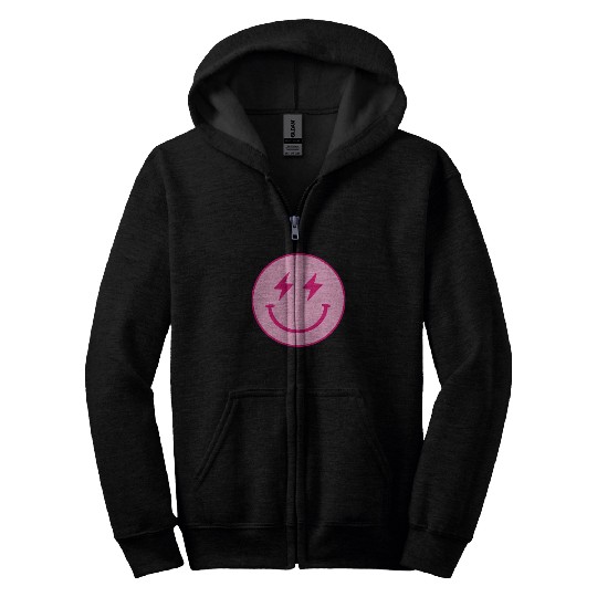 light pink face lightning bolt eyes Zip Hoodies