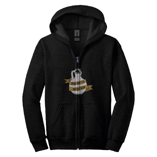 Save Water Drink Rum Zip Hoodies