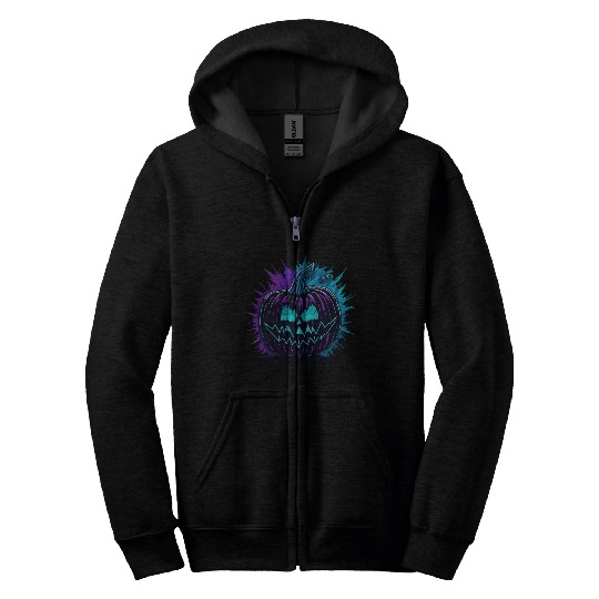 Neon Pumpkin Purple and Teal Zip Hoodies