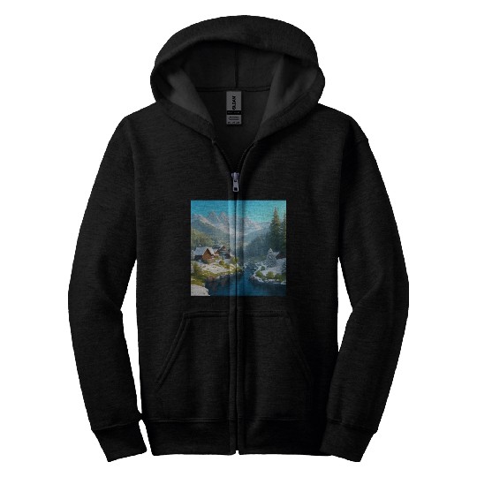 3D Snowy Serenity Zip Hoodies