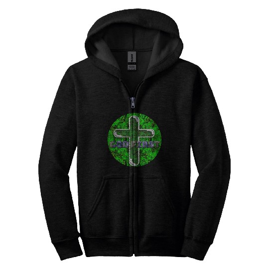 God First [2] Green Zip Hoodies