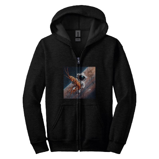 Astronaut in space with shrimp Zip Hoodies