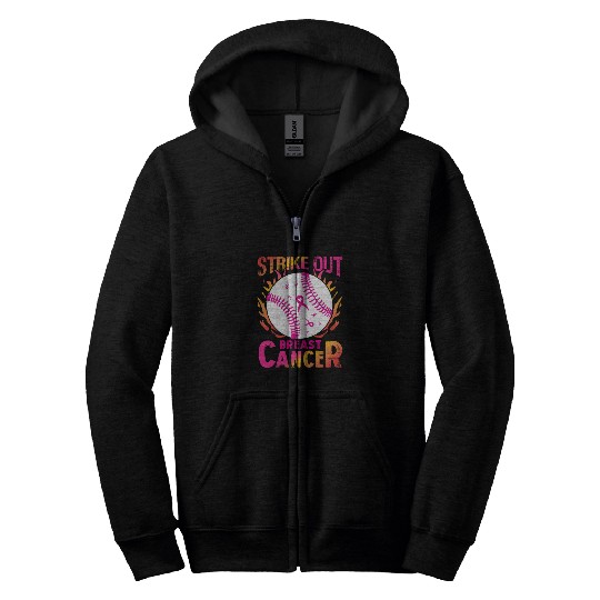 Strike Out Breast Cancer Zip Hoodies