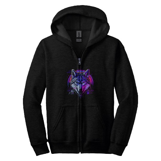 Retro Rhythm Wolf Zip Hoodies