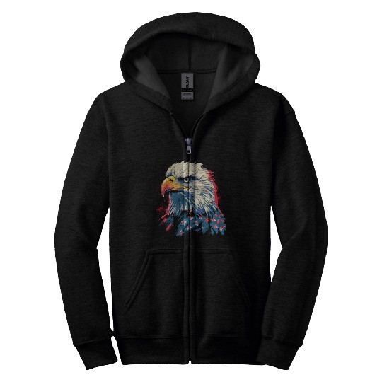 Patriotic American Eagle 1980s Zip Hoodies