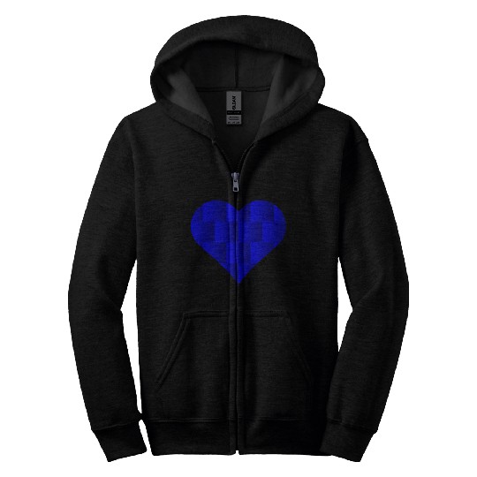 Blue Cute Heart Icon Zip Hoodies