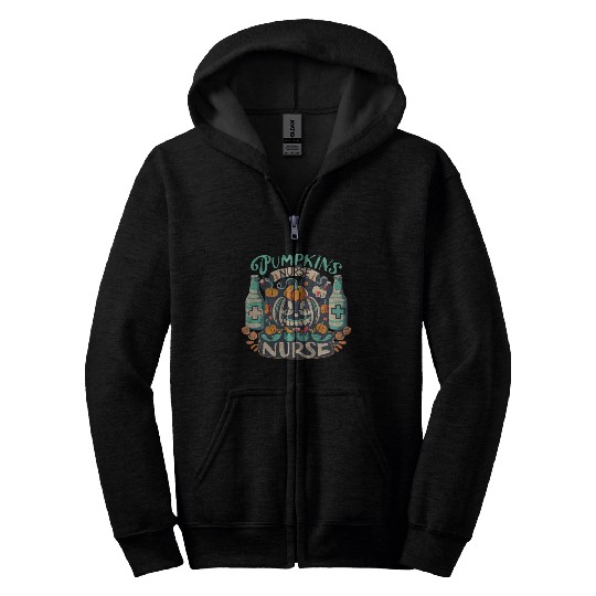 Pumpkin Nurse Zip Hoodies