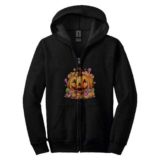 Fun Halloween Sweet Pumpkin Sugar Magic Zip Hoodies