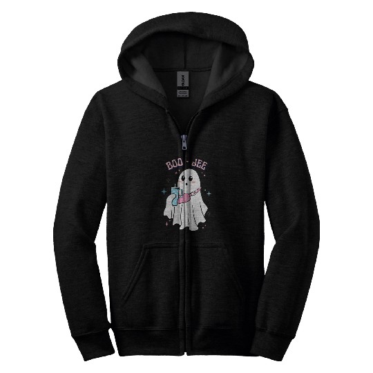 BOO-JEE Spooky Cute Ghost Halloween Costume Design Zip Hoodies