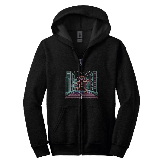The Gingerbread Sprinter - Retro Arcade Holiday Zip Hoodies