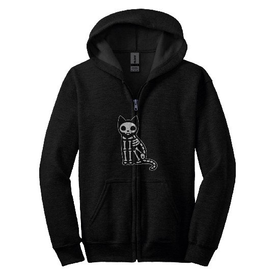 Skeleton Cat Halloween Zip Hoodies
