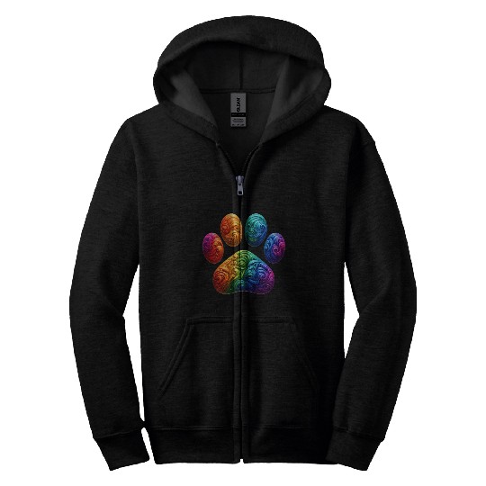 Colorful Paw Prints Edition Zip Hoodies