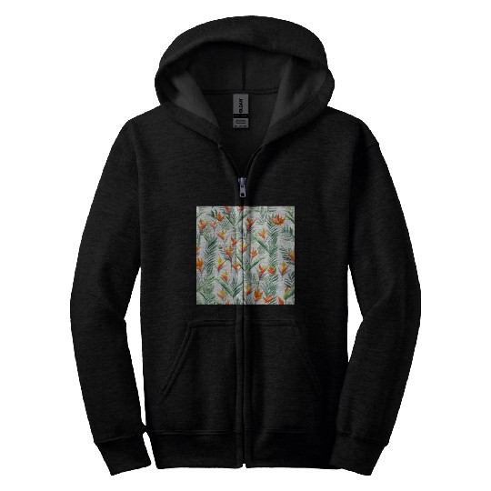 Retro Heliconia Zip Hoodies