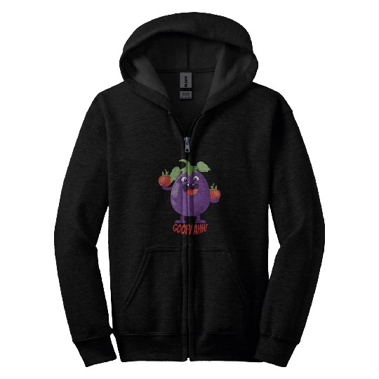 Eggplant Tomato Party Goofy Ahh Zip Hoodies