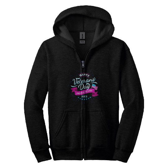 Text Veterans day Zip Hoodies