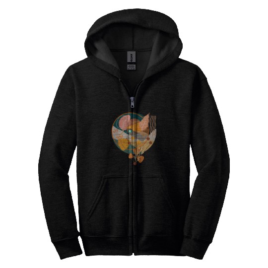 Contemporary Bohemian Celestial Art Zip Hoodies