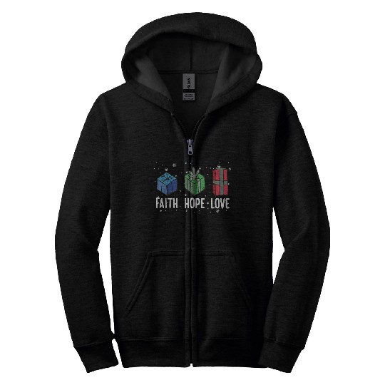 Faith Hope Love Religious Family Christmas Zip Hoodies