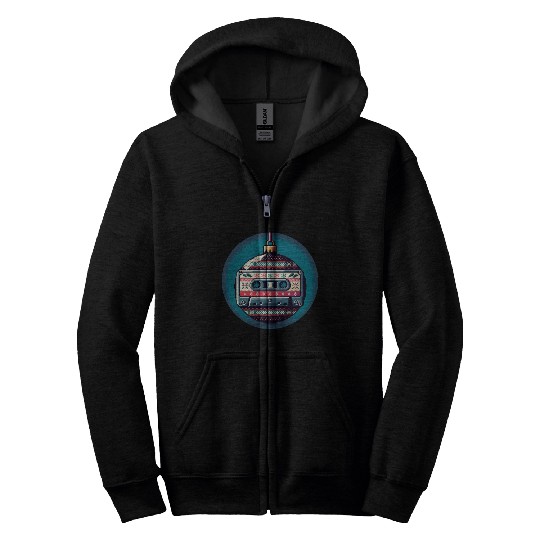 Retro Cassette Tape Christmas Ornament Zip Hoodies