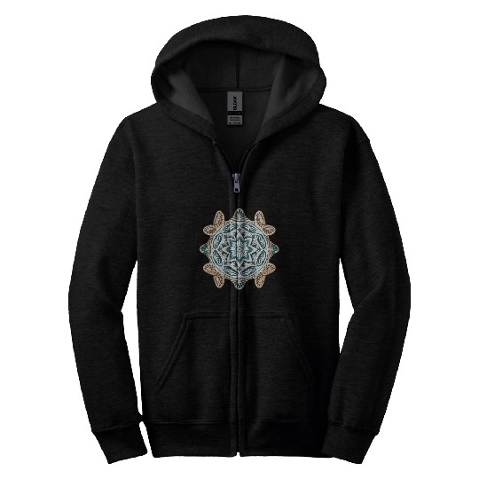 Sea Turtle Mandala Art Zip Hoodies