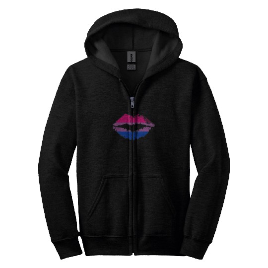 Bisexual Pride Flag LGBTQ Lips Zip Hoodies