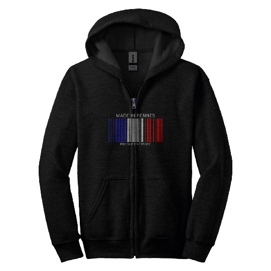 Rennes Barcode France Flag for French People Zip Hoodies