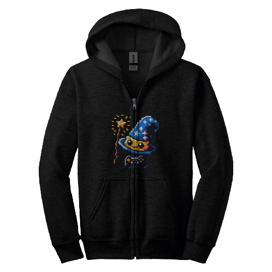 Gamer Wizard 8-Bit Hat with Controller Wand Zip Hoodies