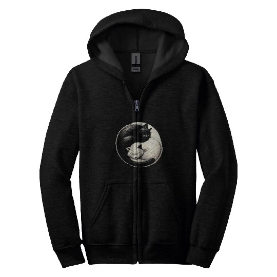 Yin and yang cats sleeping Zip Hoodies