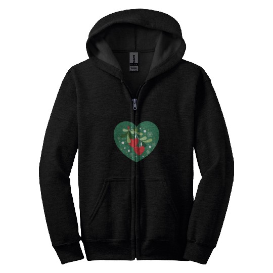 Mistletoe Hearts Zip Hoodies