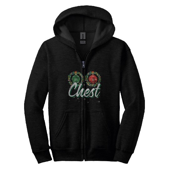 Chest Nuts Christmas Couple Funny Matching Zip Hoodies