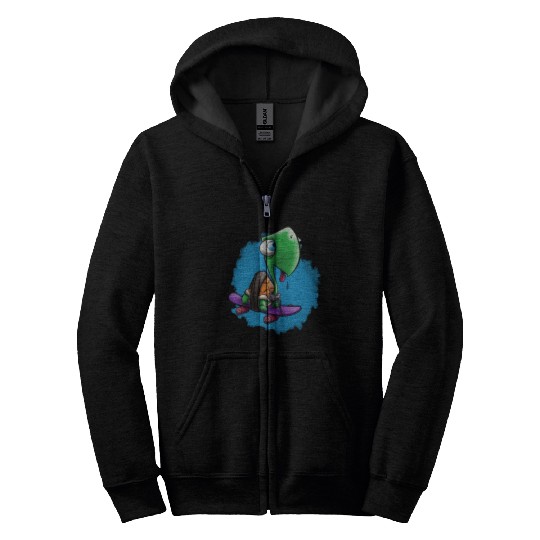 Cuty turtle on a skate go faster and thirsty Zip Hoodies