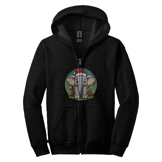 Elephant Christmas Zip Hoodies