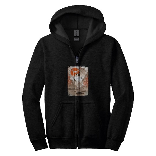 001867 Japanese Cat Mountain Fisher Lake Zip Hoodies