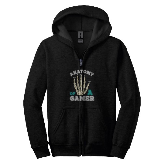 Anatomy of a Gamer Gaming Hand Video Game Zip Hoodies