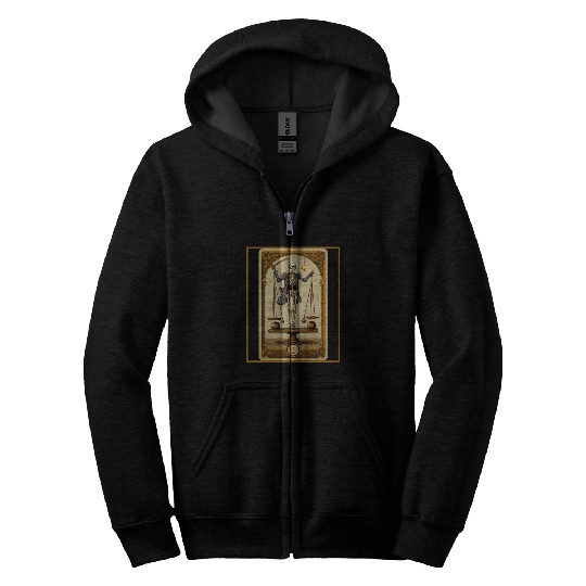 Planking Tarot Card Skeleton Balance Scale Core Zip Hoodies
