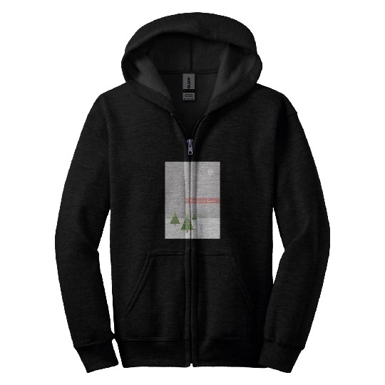 Peace On Earth Christmas Trees Falling Snow Winter Zip Hoodies