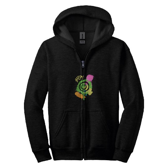 Green Black Graffiti Face Zip Hoodies