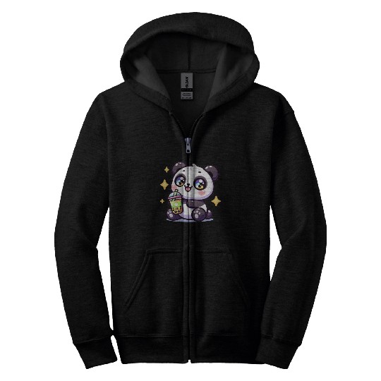 Panda Bubble Tea Boba Kawaii Zip Hoodies