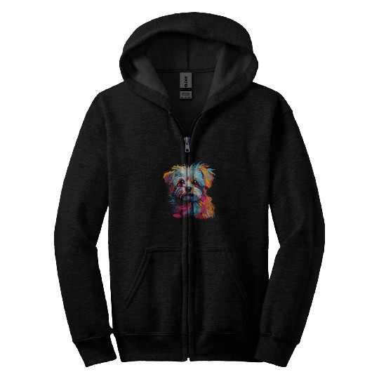 Watercolor Colorful Maltese Zip Hoodies