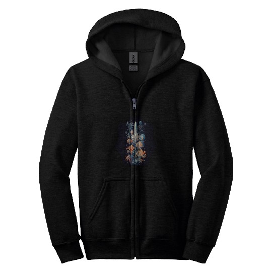 space flower Zip Hoodies